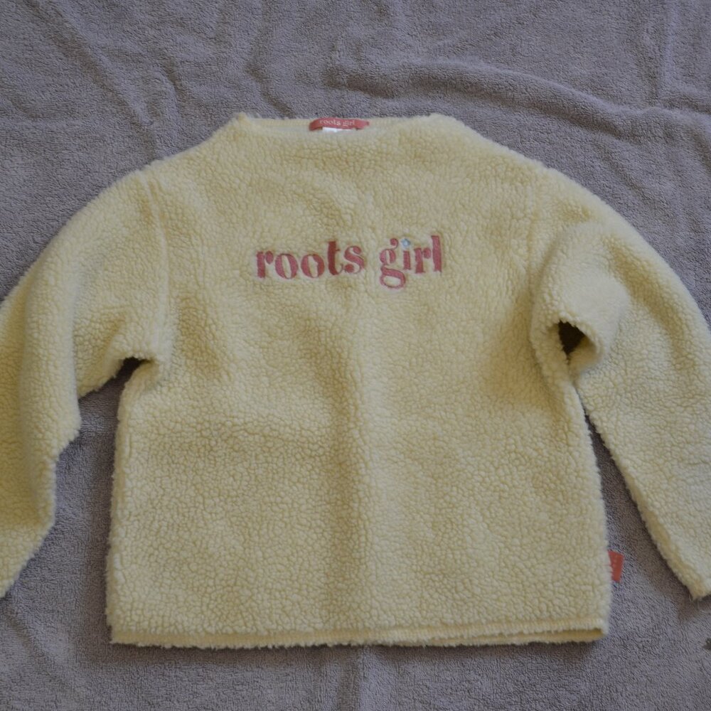 White fleece Roots Long sleeve top